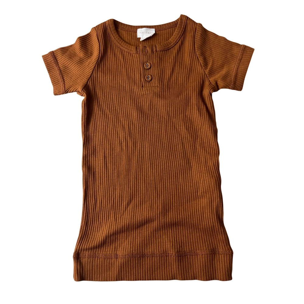 Jamie Kay Henley Tee Size 2Y Cinnamon Brown Ribbed Short Sleeve Cotton Modal